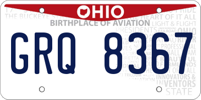 OH license plate GRQ8367