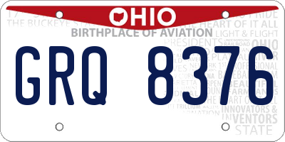 OH license plate GRQ8376