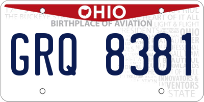 OH license plate GRQ8381
