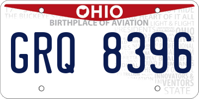 OH license plate GRQ8396