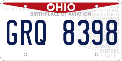 OH license plate GRQ8398