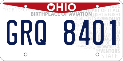 OH license plate GRQ8401