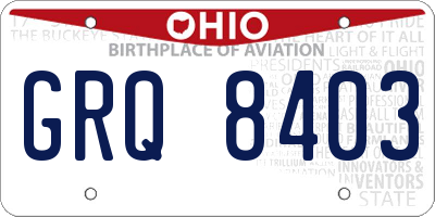 OH license plate GRQ8403