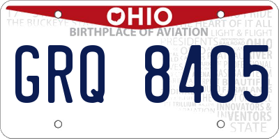 OH license plate GRQ8405