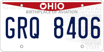 OH license plate GRQ8406