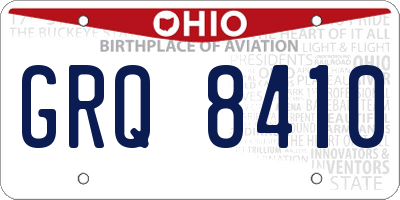 OH license plate GRQ8410