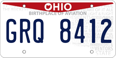OH license plate GRQ8412
