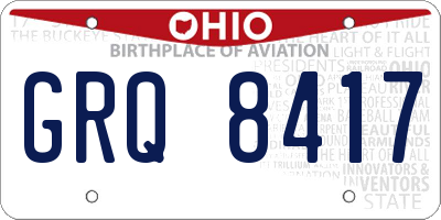 OH license plate GRQ8417