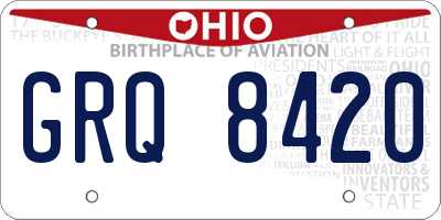 OH license plate GRQ8420