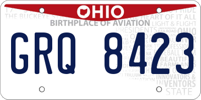 OH license plate GRQ8423