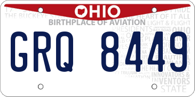 OH license plate GRQ8449