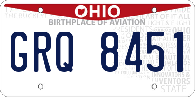 OH license plate GRQ8451