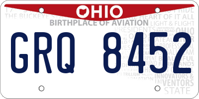 OH license plate GRQ8452