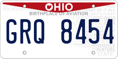 OH license plate GRQ8454