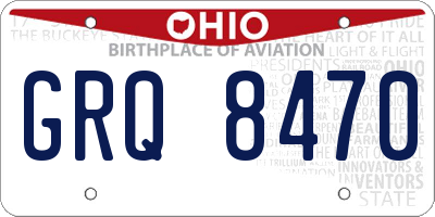 OH license plate GRQ8470