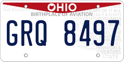 OH license plate GRQ8497