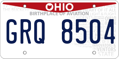 OH license plate GRQ8504