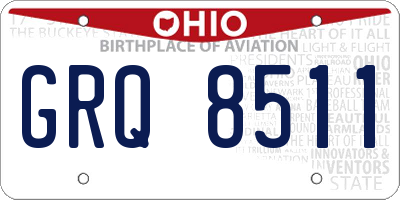OH license plate GRQ8511