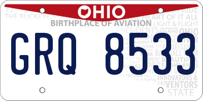 OH license plate GRQ8533