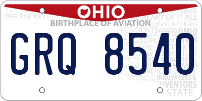 OH license plate GRQ8540
