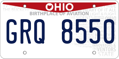 OH license plate GRQ8550