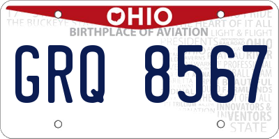 OH license plate GRQ8567