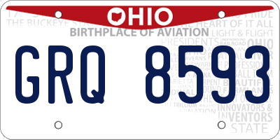 OH license plate GRQ8593