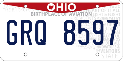 OH license plate GRQ8597