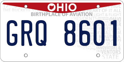 OH license plate GRQ8601