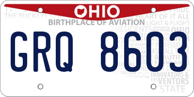 OH license plate GRQ8603