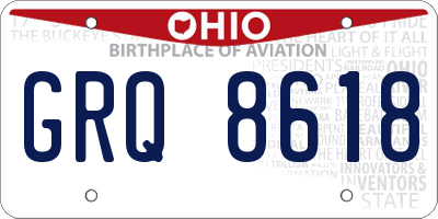 OH license plate GRQ8618