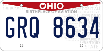 OH license plate GRQ8634