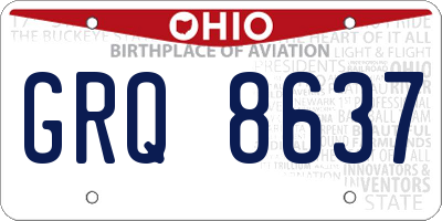 OH license plate GRQ8637