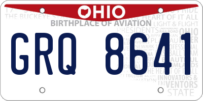 OH license plate GRQ8641