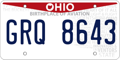 OH license plate GRQ8643