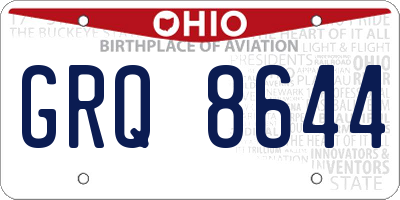 OH license plate GRQ8644