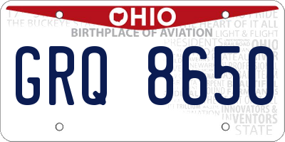 OH license plate GRQ8650