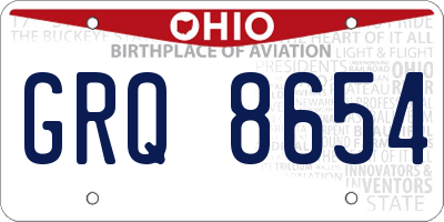 OH license plate GRQ8654