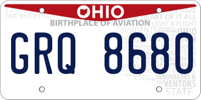 OH license plate GRQ8680