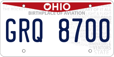 OH license plate GRQ8700