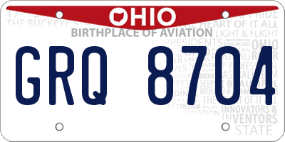 OH license plate GRQ8704