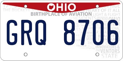 OH license plate GRQ8706