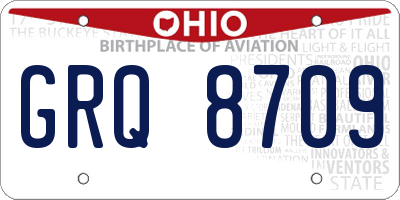 OH license plate GRQ8709