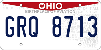 OH license plate GRQ8713
