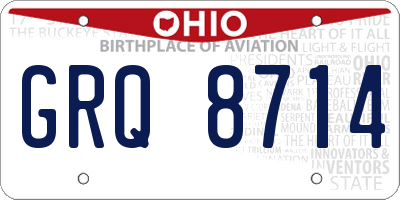 OH license plate GRQ8714