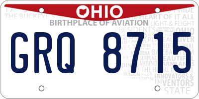 OH license plate GRQ8715