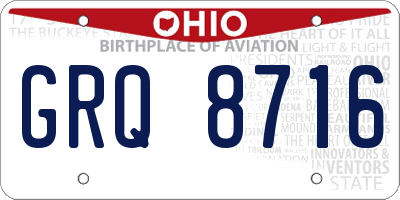 OH license plate GRQ8716
