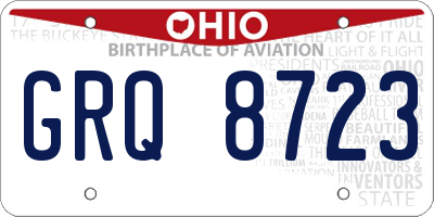 OH license plate GRQ8723