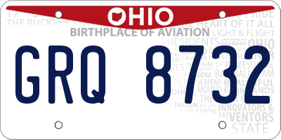 OH license plate GRQ8732
