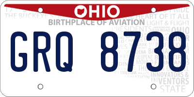 OH license plate GRQ8738